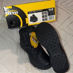 Original S.W.A.T. Black Tactical Boots 176501 Alpha Fury 6” Size 11.5 WP PT